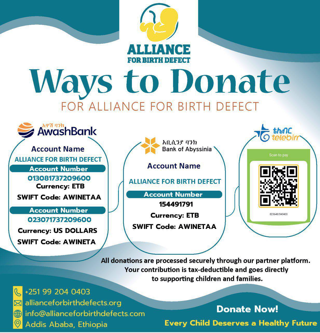 Donate to Alliance for Birth Defects
